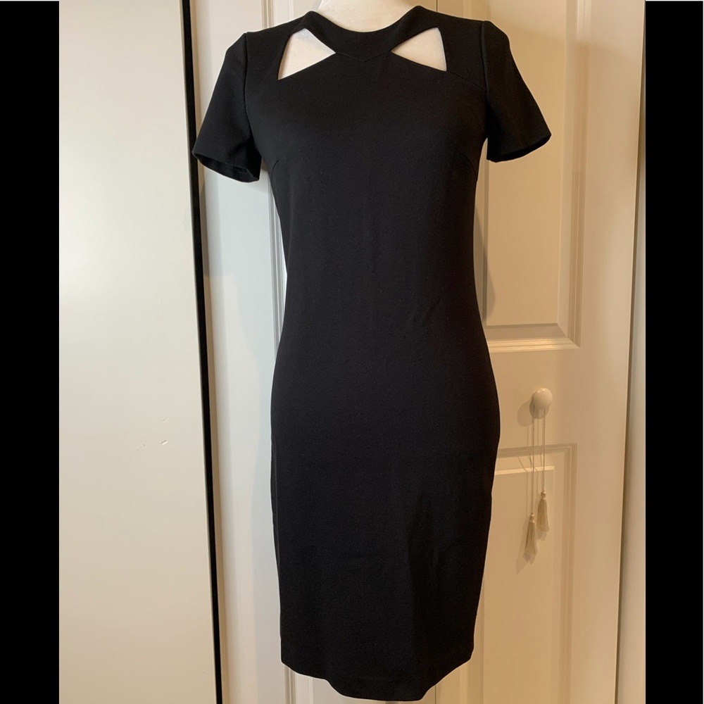 DKNY Black BodyCon Midi Dress w Cut-Out